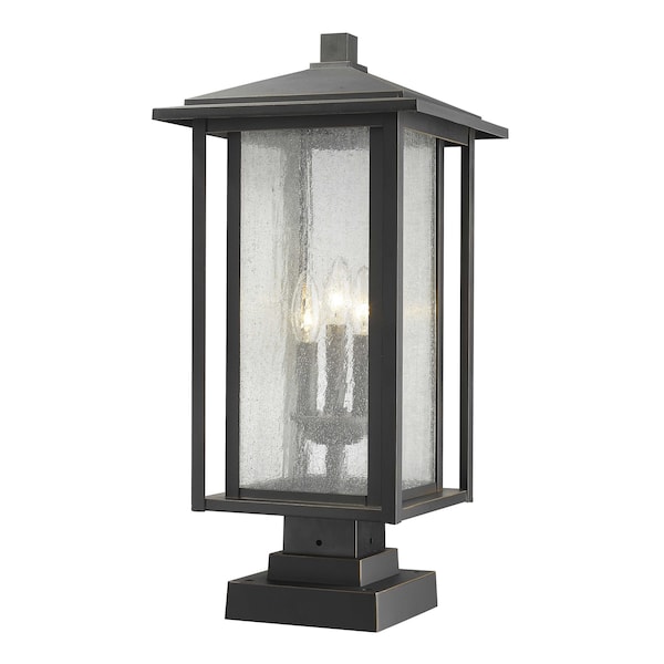 Z-Lite Aspen 3 Light Outdoor Pier Mounted Fixture, Oil Rubbed Bronze And Clear Seedy 554PHXLS-SQPM-ORB - main